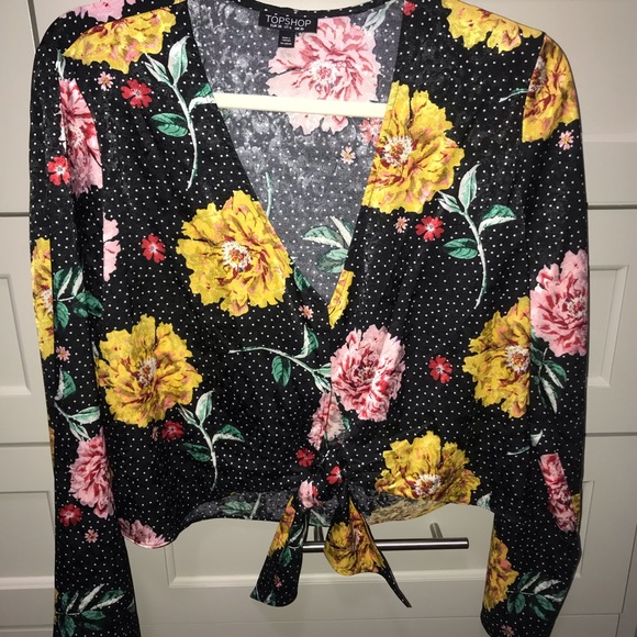 Topshop Floral Polka Dot Jacquard Top 6 - Picture 6 of 9